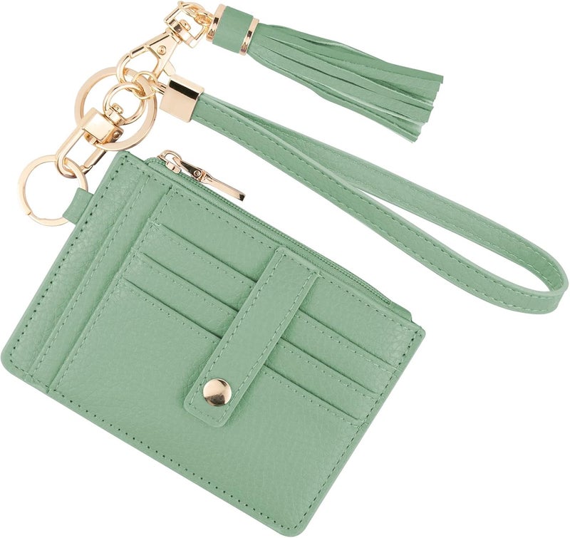 KNGITRYI Small Wristlet Wallets for Women RFID Credit Card Holder Wallet Keychain Wristlet Wallet Credit Card Wallets for Women (Green) - Image 1
